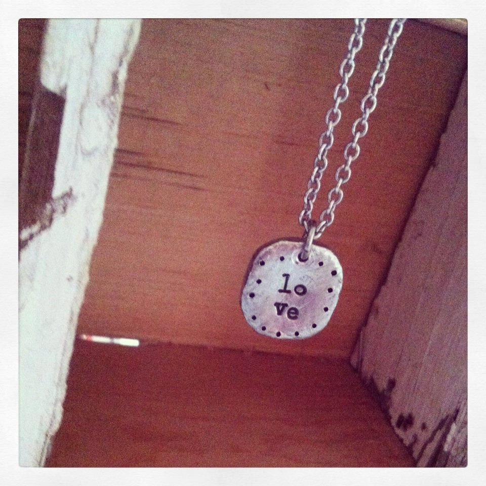 New- love..pewter style hand stamped necklace