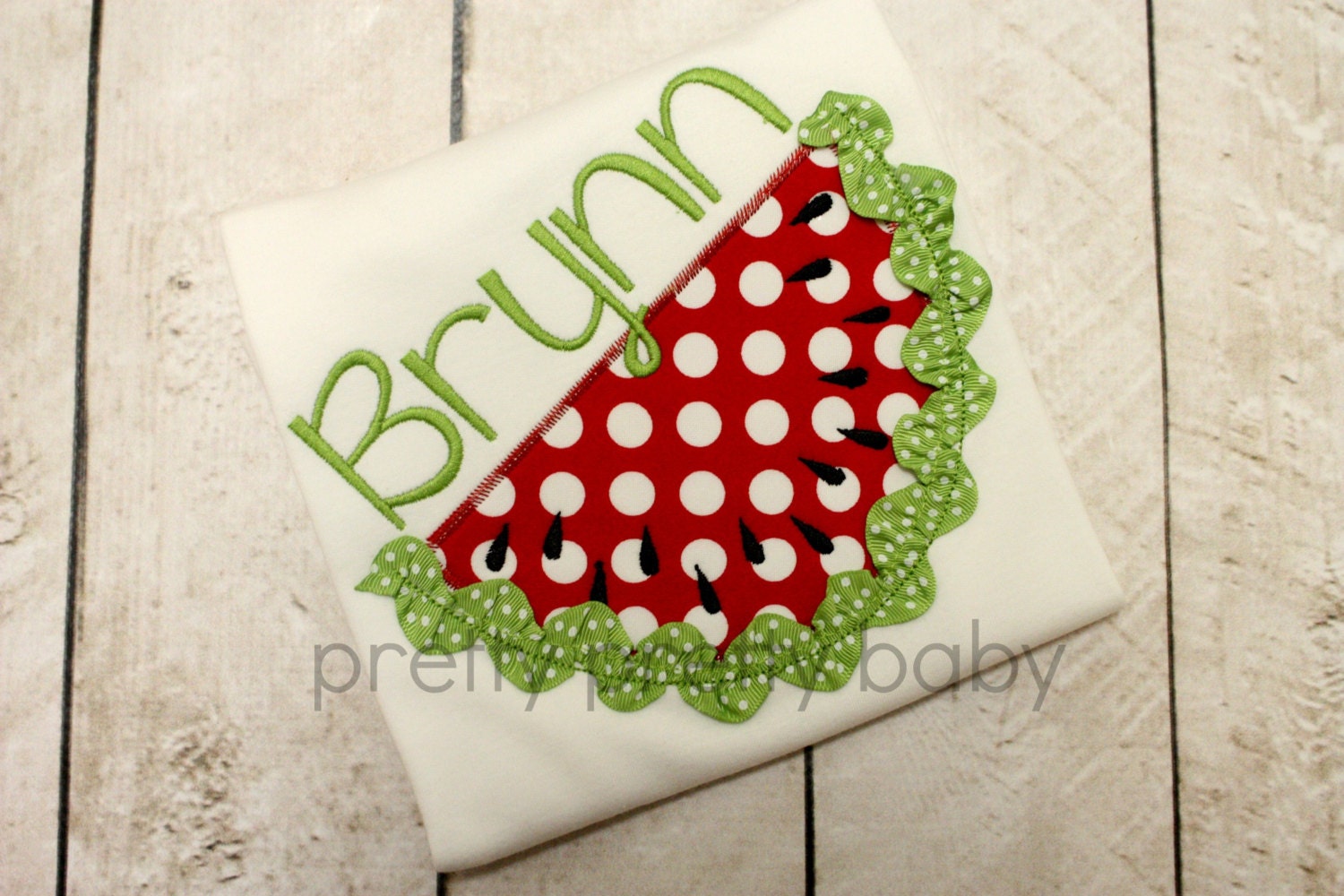 pretty sweet watermelon shirt with 3D ric rac rind