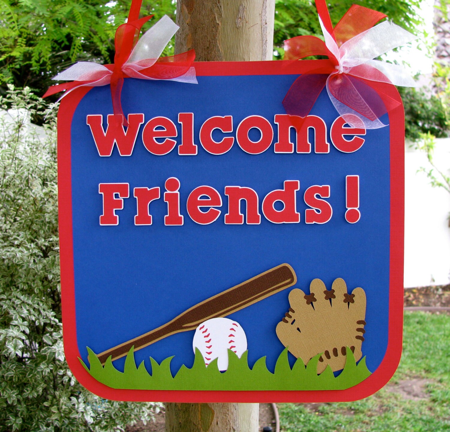 Baseball Theme Door Sign Welcome Friends Made By Mypaperpantry