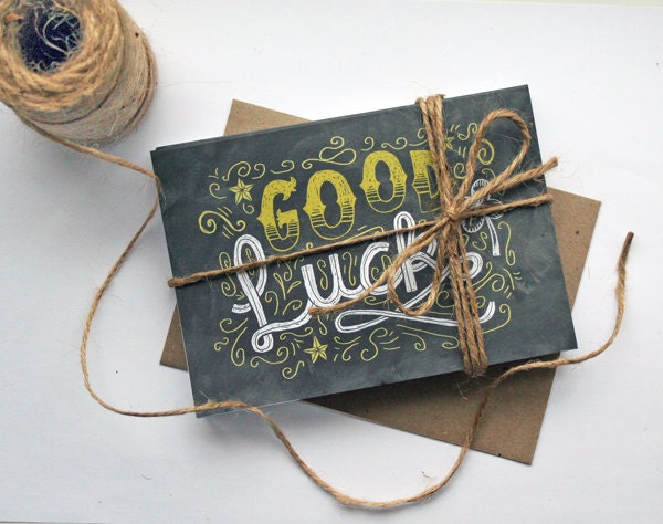 Set of 10 Chalkboard Style Greetings Cards - Happy Birthday / Anniversary / Thank You / Good Luck / Annoucement / Typography