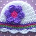 Free Gift-Baby Girl Hat Crochet, Newborn Baby Girl Hat, Infant Crochet Hat, Children Hats, Purple, White, Gift