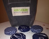 recycled scrappy magnets - set of 5 - navy blue