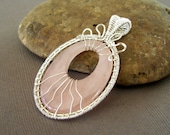 Rose Quartz Donut Sterling  Wire Wrapped and Wire Woven