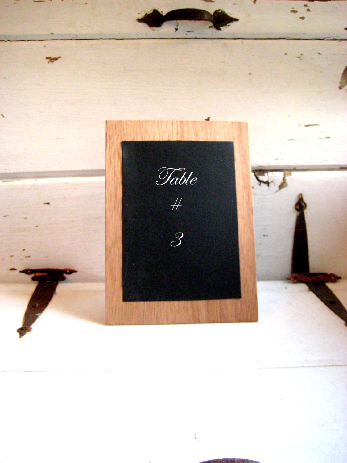 Wedding Table Number Magnetic Chalkboard Sign, natural mahagany, black magnetic chalkboard with easel back