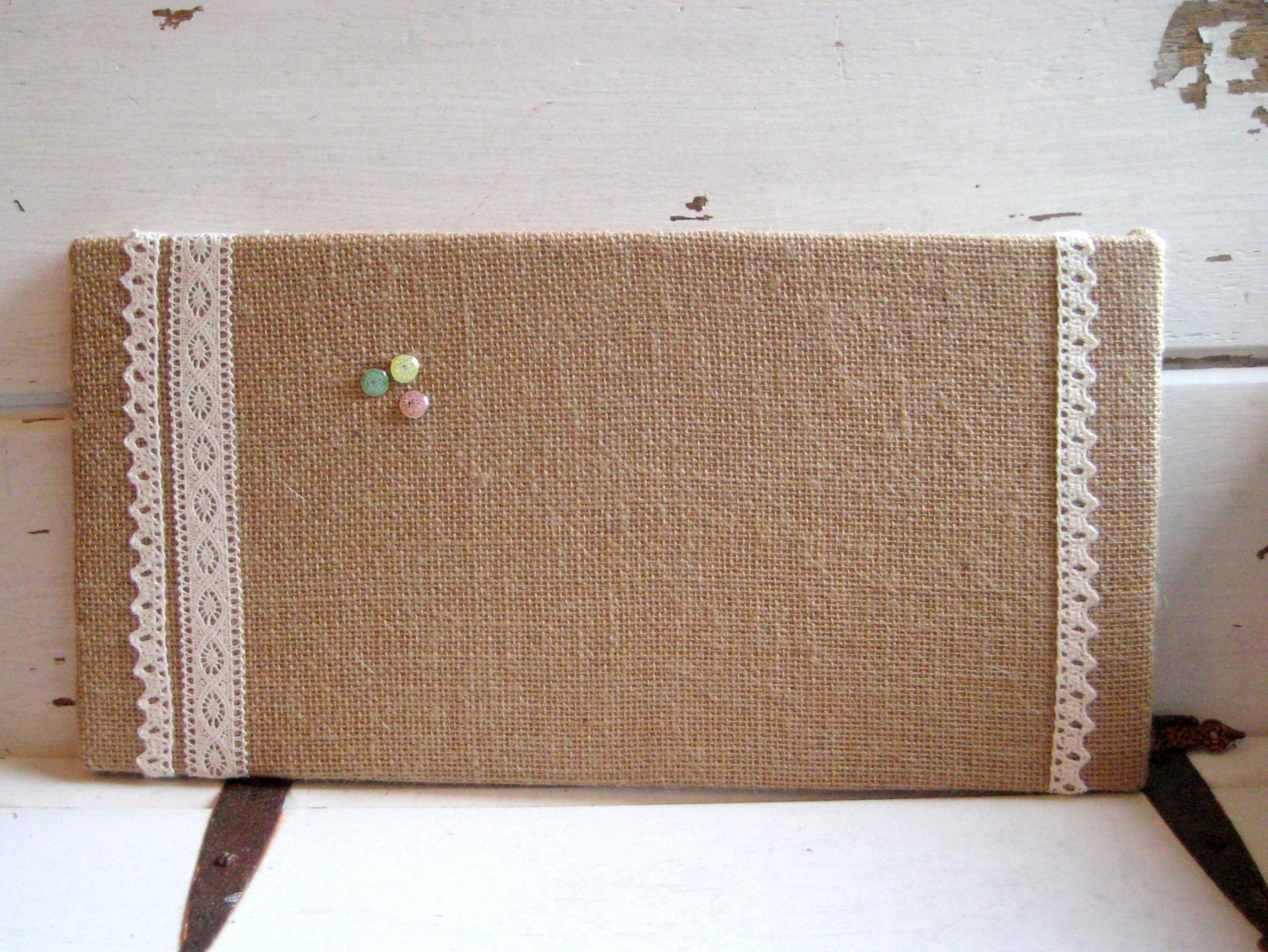Burlap and Lace Bulletin Board for your Wedding or office or kitchen, memo board for photos or cards