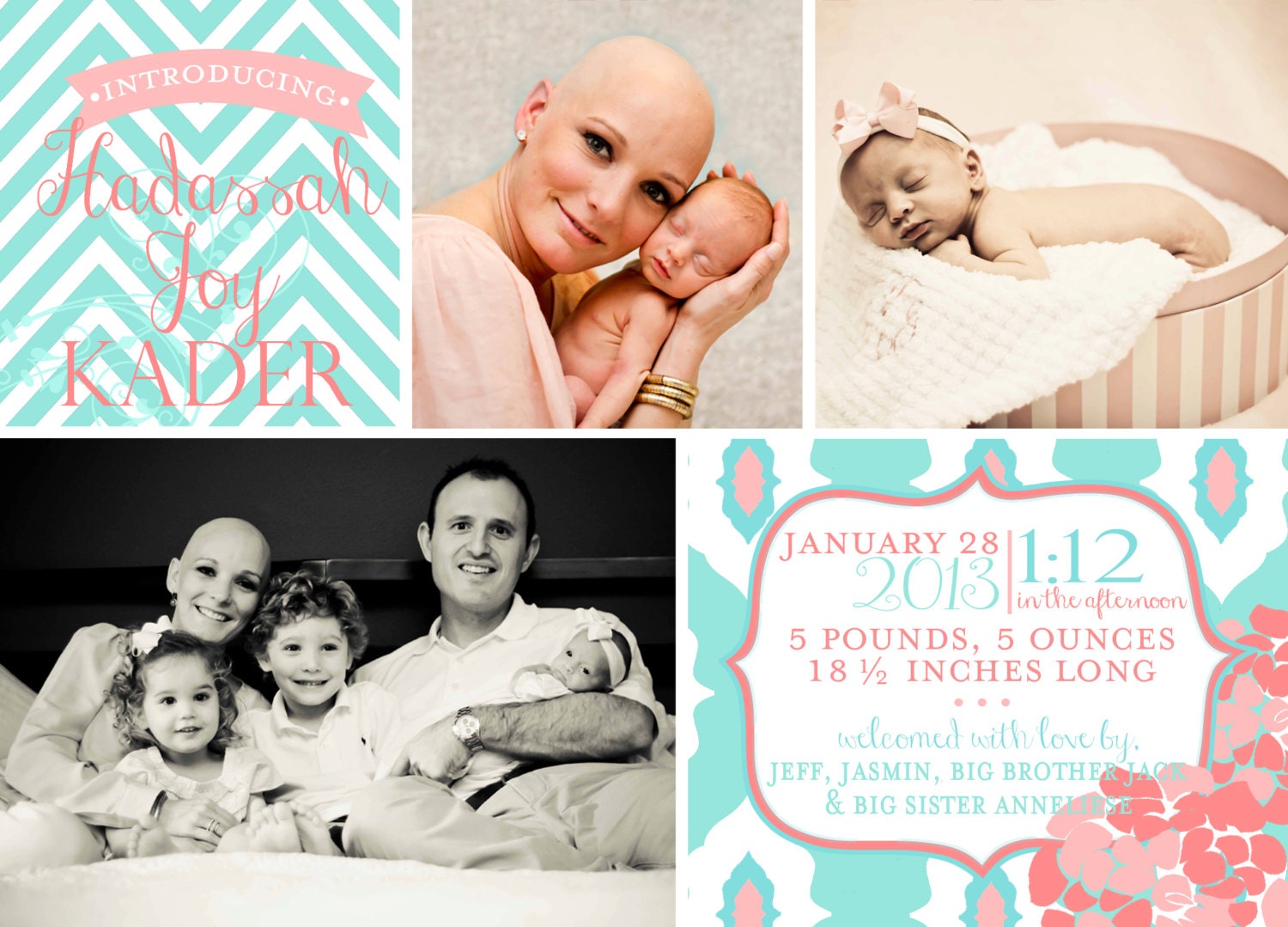 Haddie Joy - Custom Photo Birth Announcement