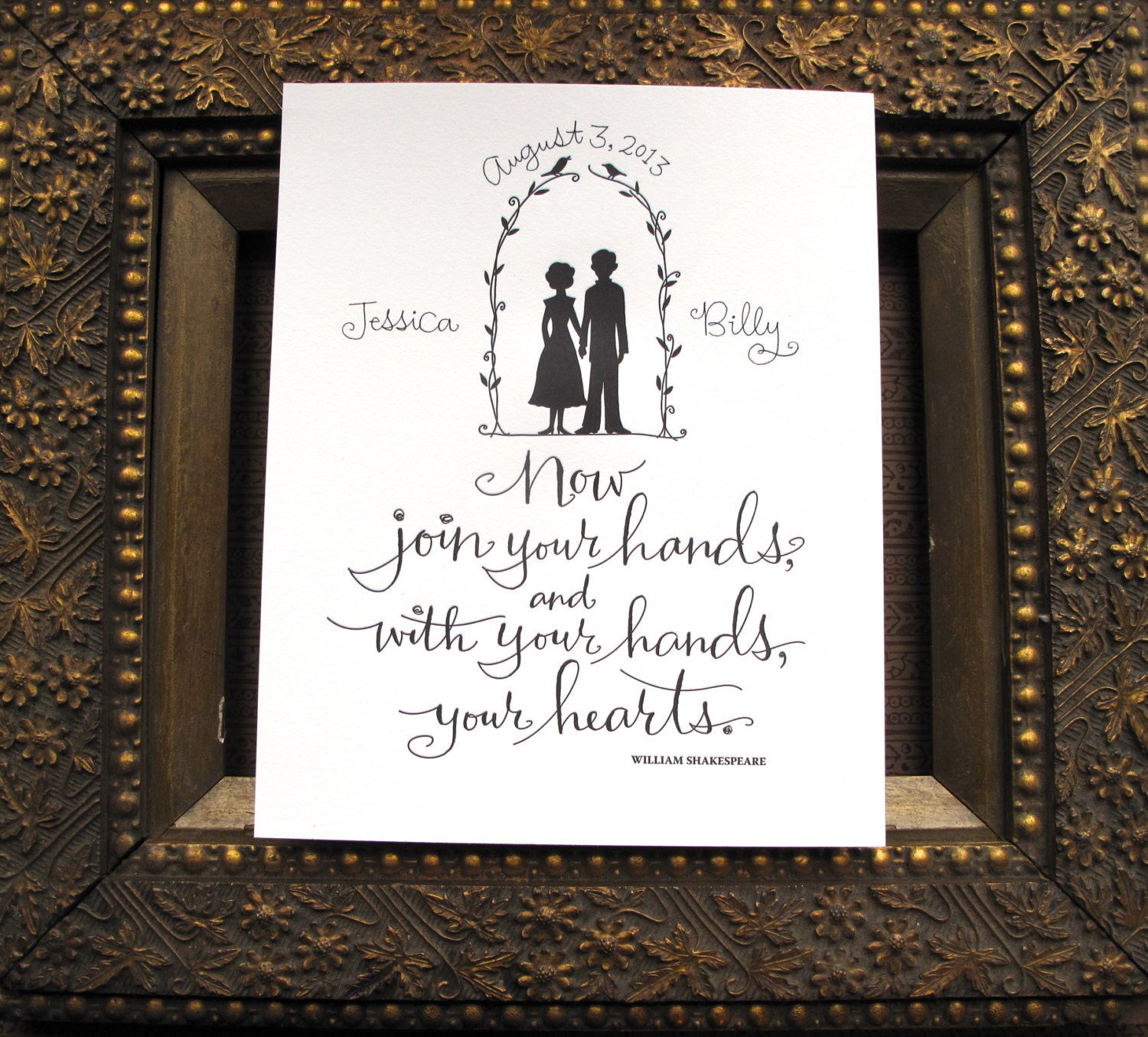 PERSONALIZED WEDDING  PRINT - Now join your hands, and with your hands, your hearts. - Wm Shakespeare
