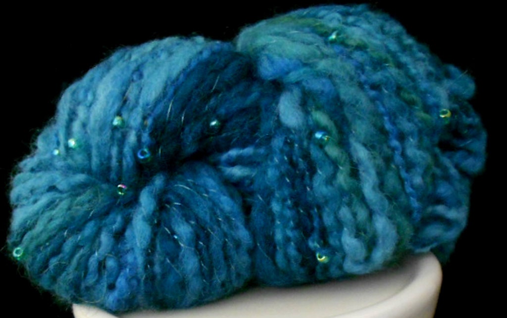 Handspun Blue Face Leichester Blue-Green Yarn: Undine IV