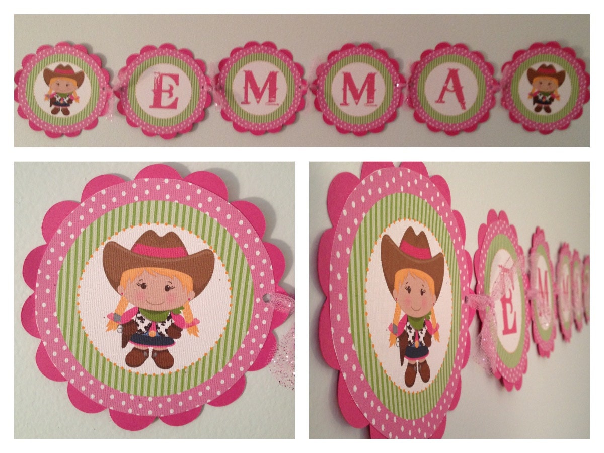 Cowgirl Name Banner, Cowgirl Theme, Cowgirl Banner, Pink Banner, Western Theme, Western Banner, Rodeo Theme, Banner, Girl Banner