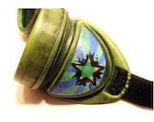 Green Steampunk Circus Goggles - Cup Style - "Grungy" - Many Lens Colors Available - steamcircussteampunk