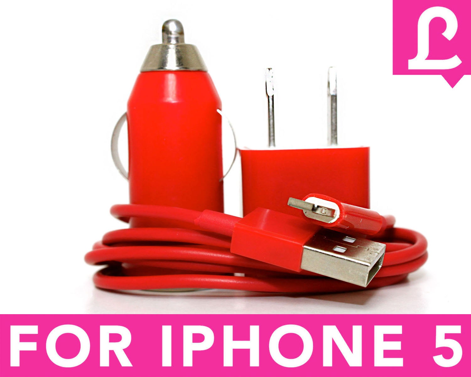 iPhone 5 Charger (Red) - FREE SHIPPING