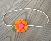Newborn Flower Headband - orange / bright pink