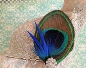 Peacock Wedding-Peacock bobby-pin hair piece-single eyed