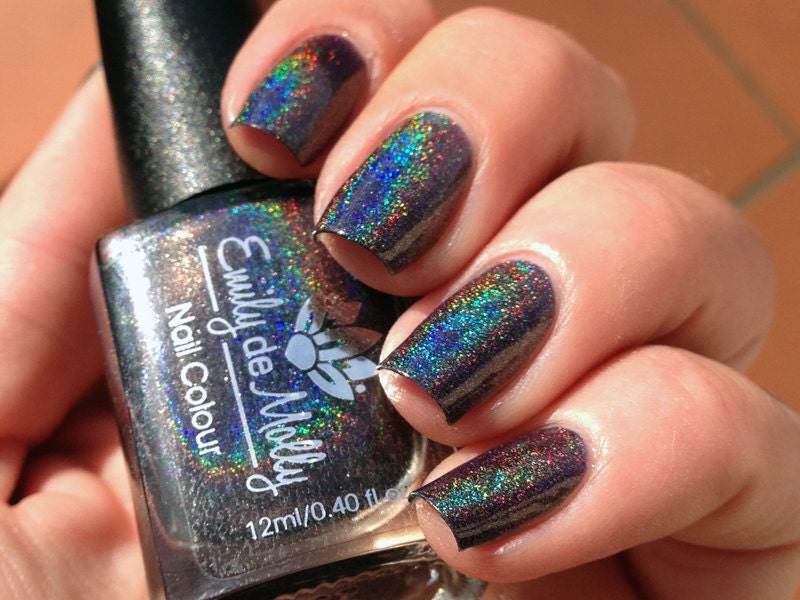 Nail polish - "Chasing Rainbows" black linear holographic