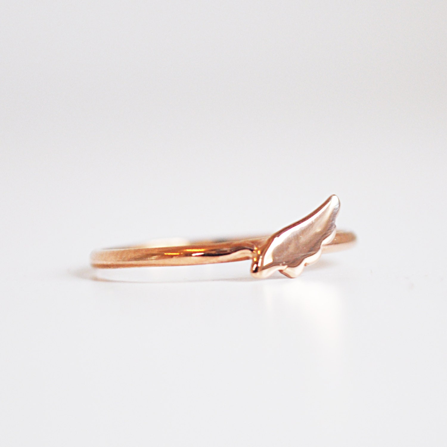 simple tiny wing ring-sterling silver-rose gold plated