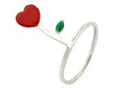flower of love- sterling silver and enamel - free shipping