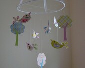 Medium Size Pretty Birds and Trees Baby Mobile Nursery Decor