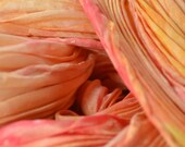 Silk Scarf, Hand Dyed and Pleated in Pumpkin, Red and Gold