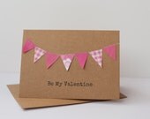 Hot Pink Valentine Card -  Paper Bunting Design
