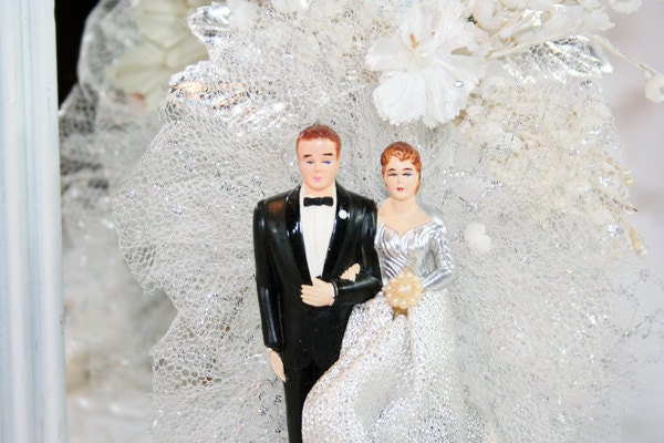 Vintage Wedding Cake Topper, Couple