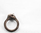Diamond Ring No. 023 // Herkimer Diamond and Violet Scapolite Copper Ring Mineral Gemstone Cocktail Ring