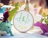 Modern Wedding Embroidery Table Decoration. Bride and Groom Initials and Wedding Date. Personalized Wedding Gift.