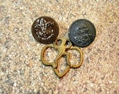 Two Vintage Scout Buttons and a Pin 1950s