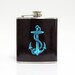 Retro Nautical Anchor Whiskey Flask Black Faux Leather Groomsmen Birthday Gift Stainless Steel 6 oz Liquor Hip Flask LC-1235
