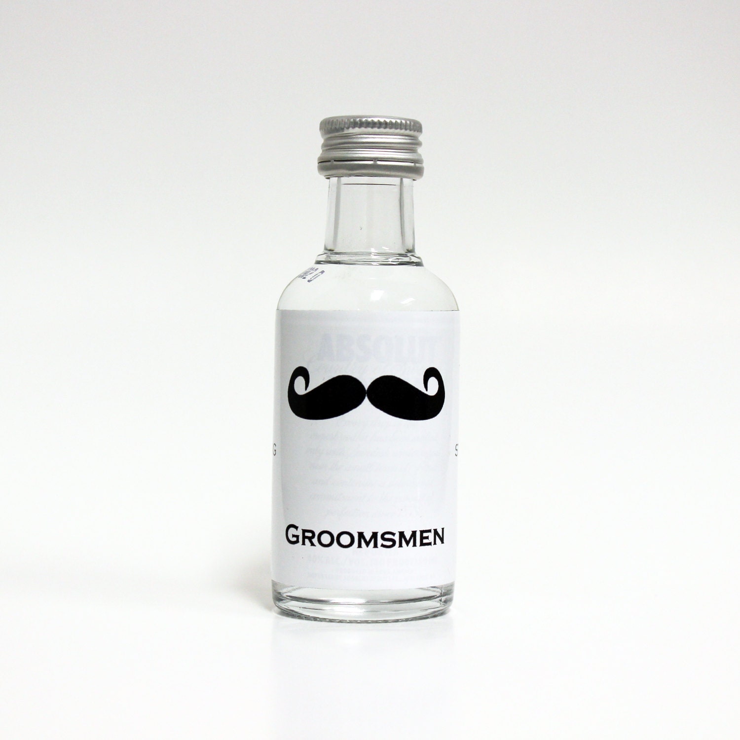 25 Custom Absolut Vodka Mini Bottle Labels Wedding Favors Thank You Mustache Bachelor Party Best Man Usher Groom Groomsmen Gifts