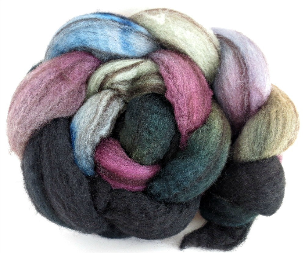 Mixed BFL wool roving, spinning fiber, hand painted bfl roving, bfl combed top, felting fibers