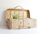 Vintage Woven Raffia Suitcase Basket