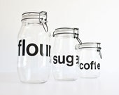 Vintage Triomphe Glass Typography Storage Jars