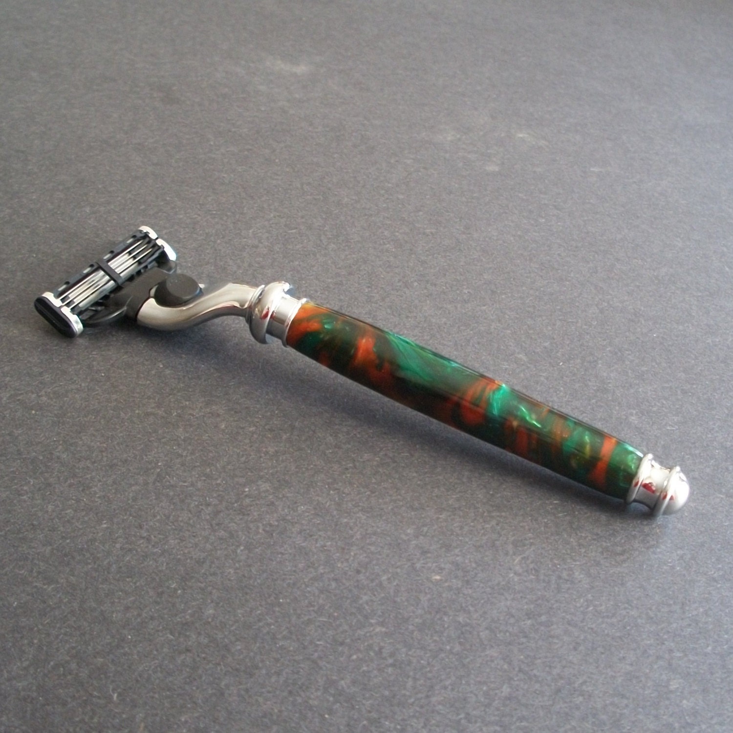Razor Handle, Wubali Green Acrylic, Gillette Mach 3 and Venus