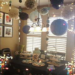 Hanging paper poms. Set of 6 poms. pick your color.