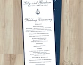 DIY Wedding Program // Flat, Tea-length // Nautical Wedding