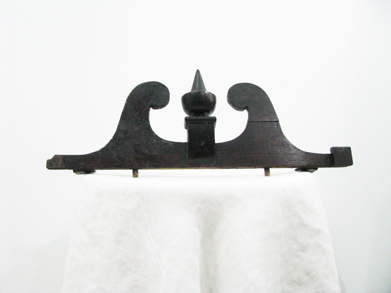 Architectural Salvage Wood Mirror Top Scroll Work Finial Assemblage Sculpture Home Decor Vermont Antiques