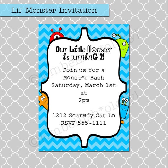 Lil' Monster Birthday Bash - Printable Invitations