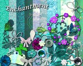 Digital Scrapbooking Kit Garden blues Digital Paper Flower Clipart Gift Tag Party Clip art Bridal Scrapbook paper Butterfly Clip Art Il_170x135