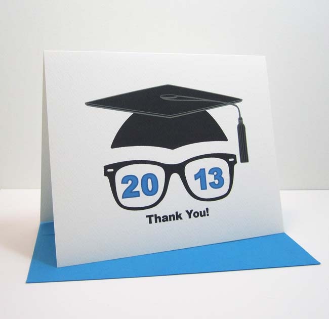 Graduation Thank You Card  Class of 2013 Geek Card Blank Set of 6
