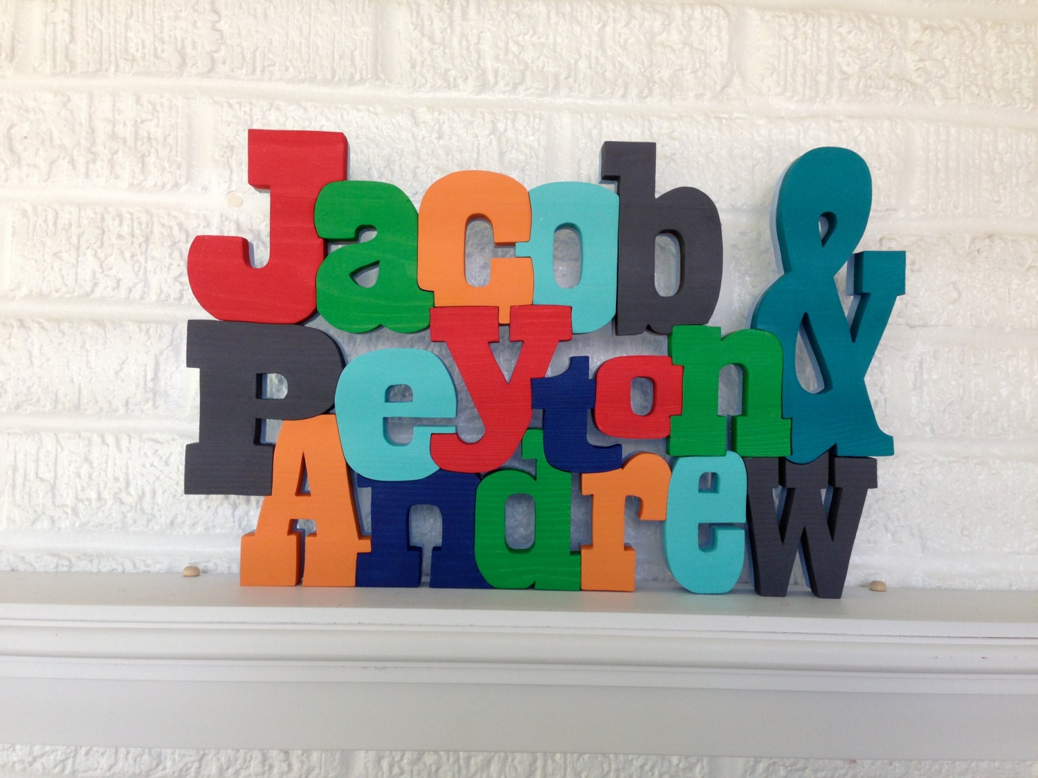 Extra Large Size Custom Wooden Name Block, Wall or Shelf Decor, Bright Color Letters, Childs Room