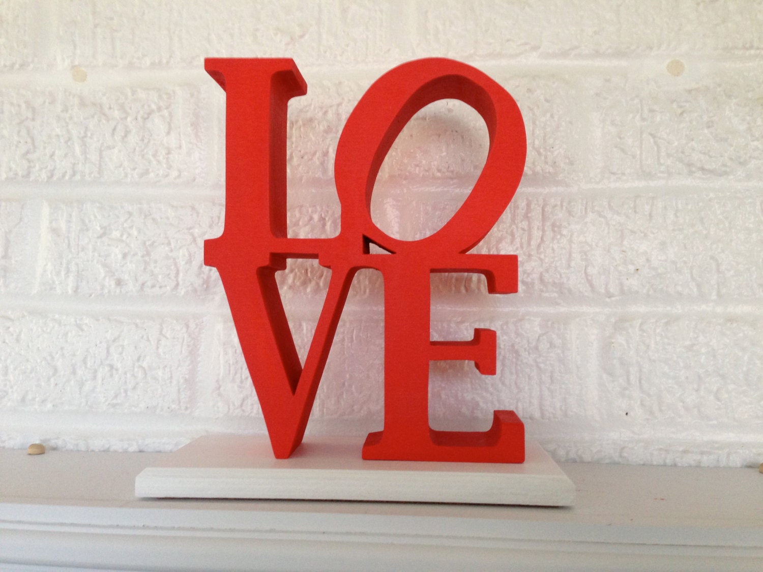 Red LOVE Word Art, All Wood Word Block, Stand Alone or on a Platform, Great for Photos