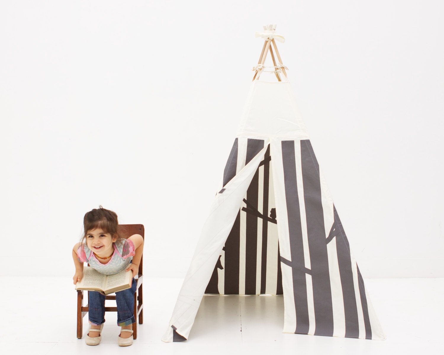 Play Teepee Tent - Secret Woodland in Graphite As Seen on Etsy Front Page