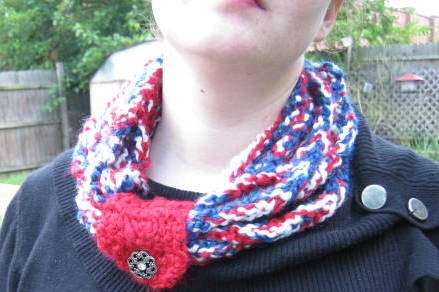 Chain Cowl Scarf, necklace, neckwarmer, red white and blue, labor day