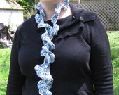Twirly scarf, super long, blue and white