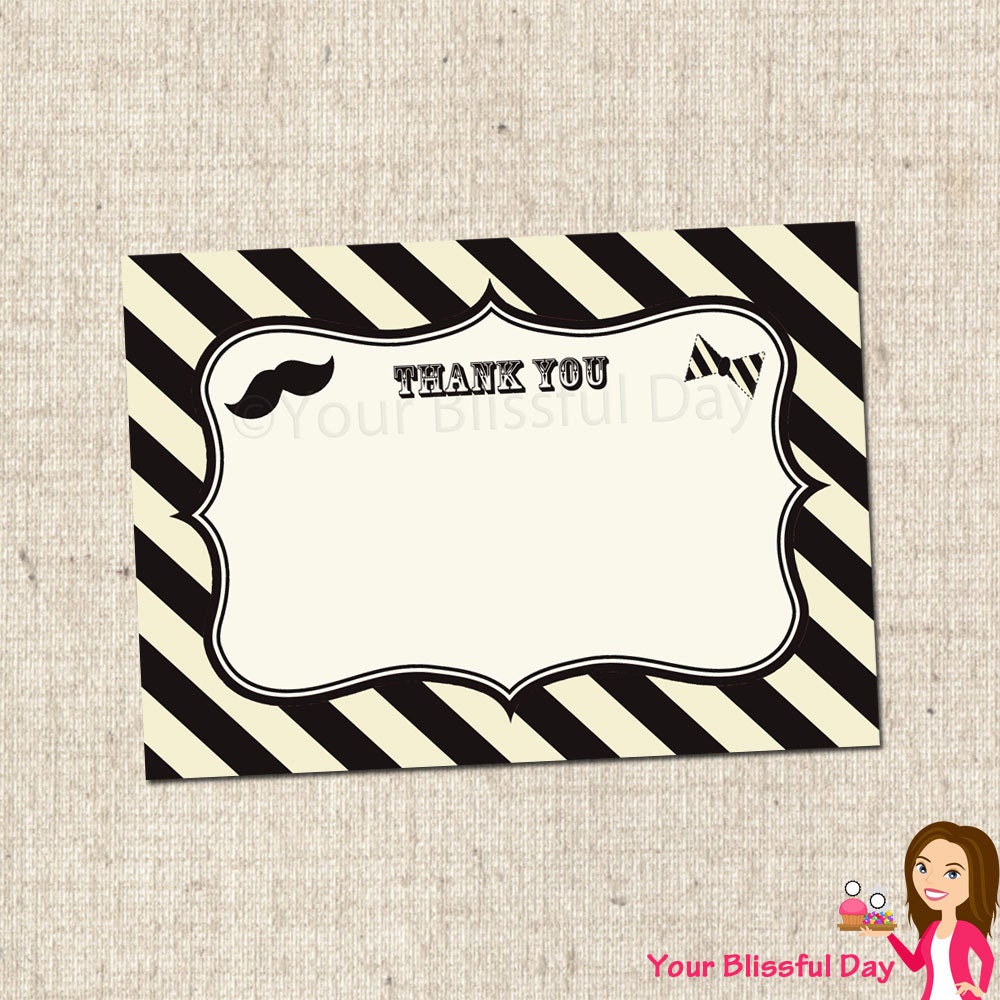 PRINTABLE Mustache Bash Thank You Cards Il_570xn