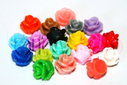 38 Tiny Rosette Cabochons 7.5mm DIY Earrings 2 of Each 19 colors