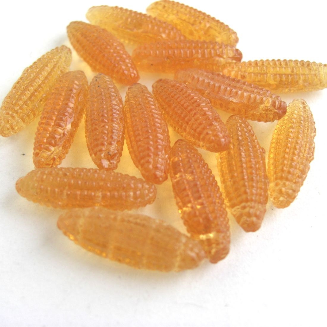 15 Vintage Yellow Glass Buttons - Corn Cob