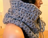 Crocheted Cozy Cowl with Tie-Wool Pure Wool