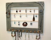 Rustic Jewelry Holder Accessory Organizer Wall Mounted Storage for Earrings, Bracelets, Necklaces.