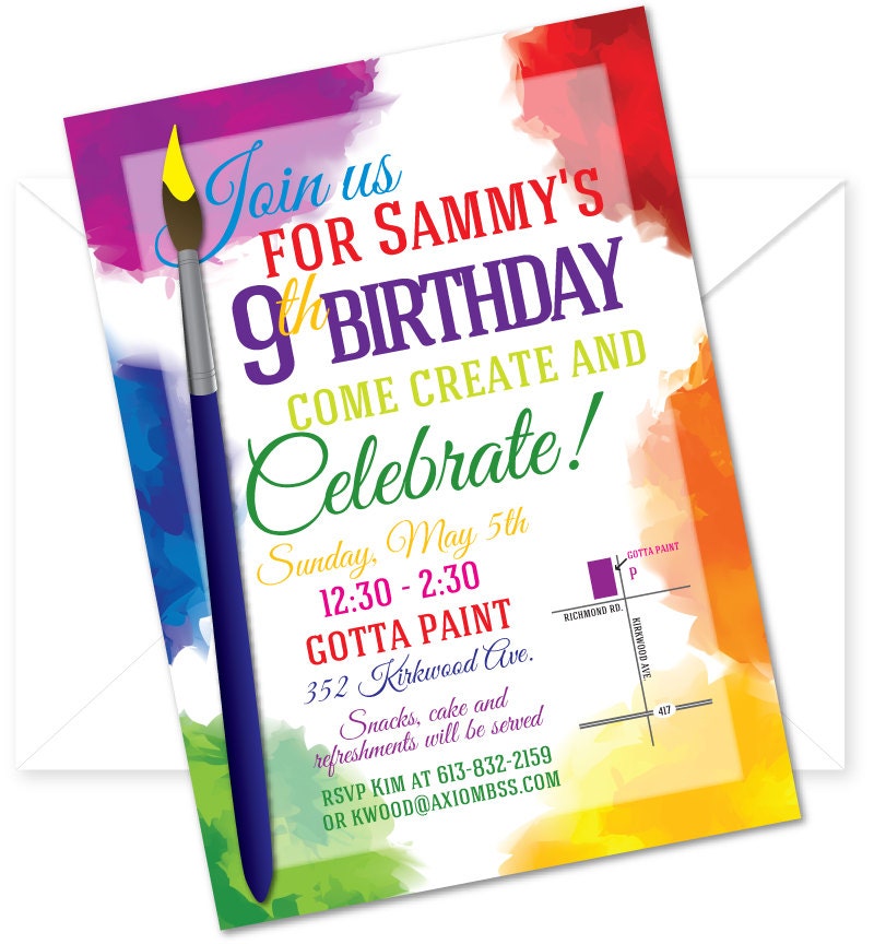 Customized and Printable Art Party Invitation